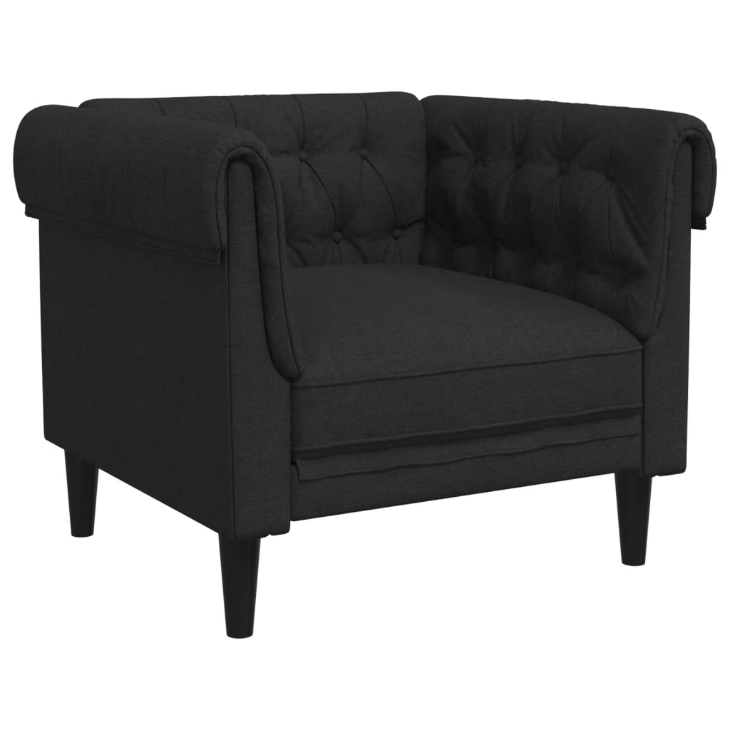 3 Piece Sofa Set Black Fabric