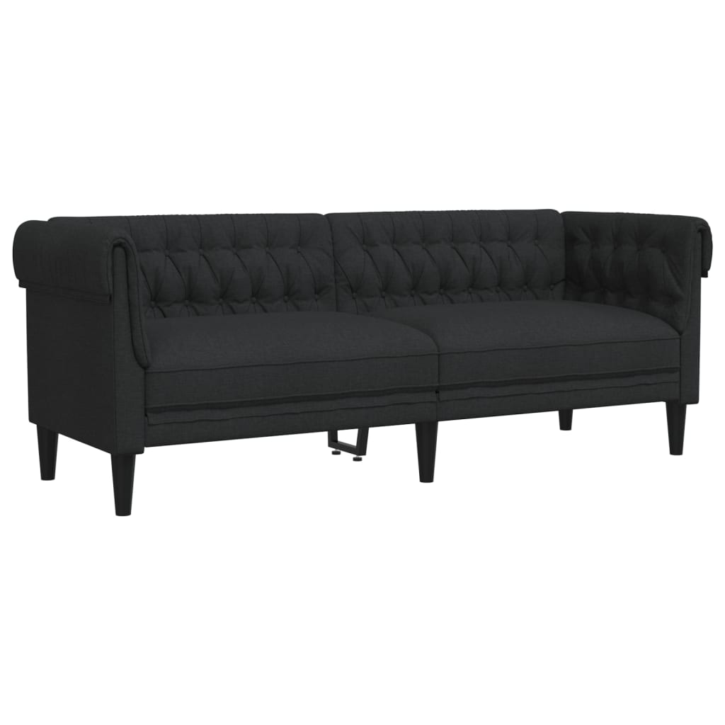 3 Piece Sofa Set Black Fabric