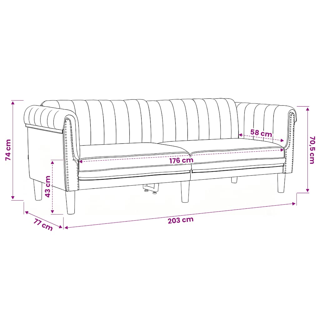 2 Piece Sofa Set Black Velvet