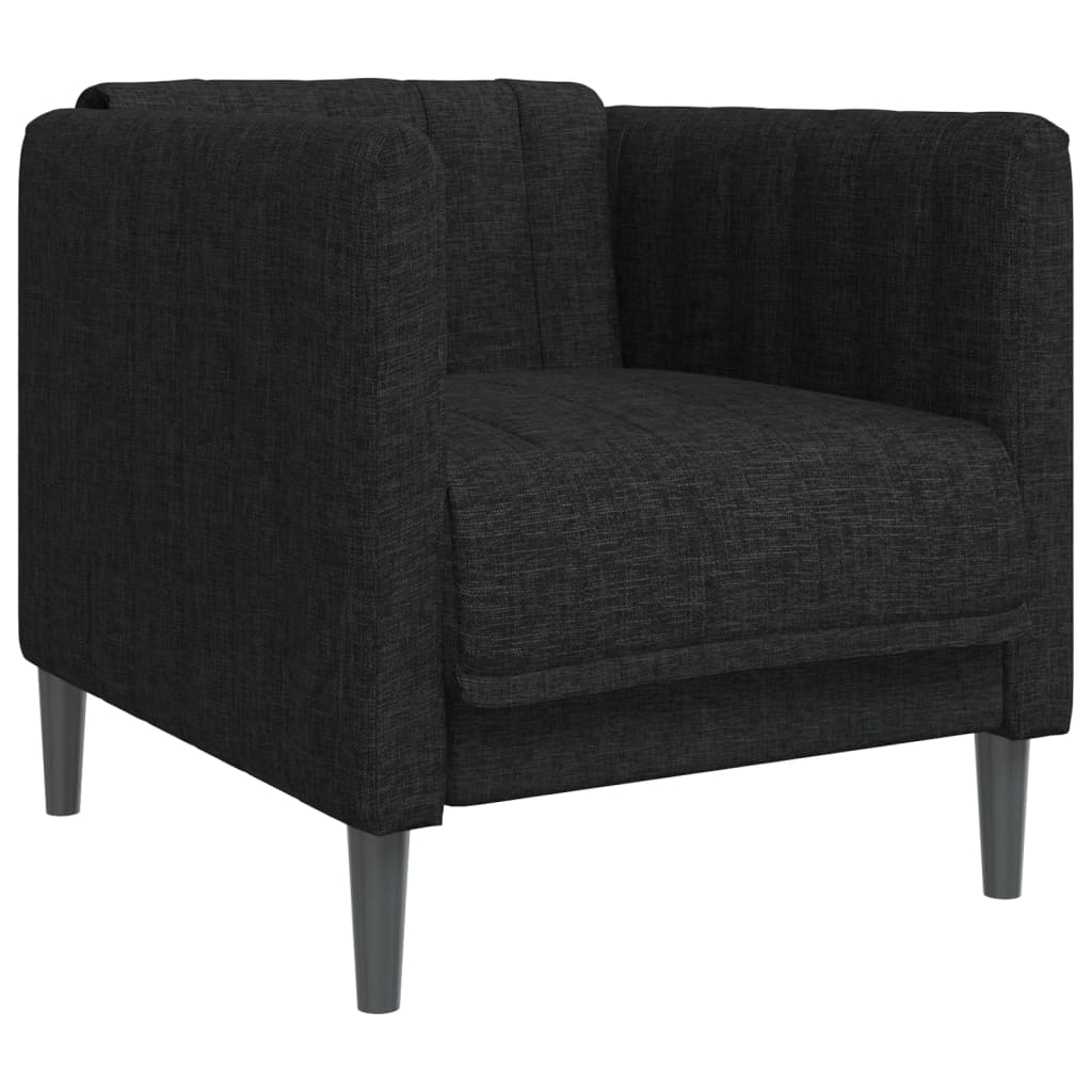 3 Piece Sofa Set Black Fabric