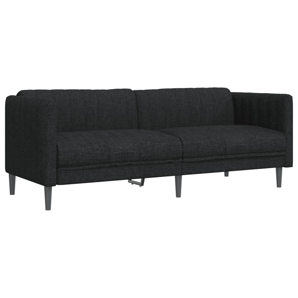 3 Piece Sofa Set Black Fabric