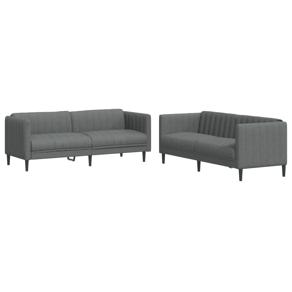 2 Piece Sofa Set Dark Grey Fabric