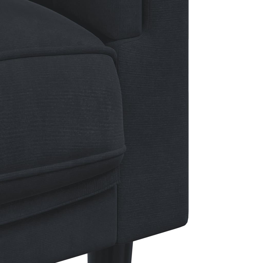 3 Piece Sofa Set with Pillows Black Velvet