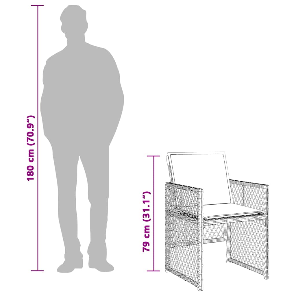 7 Piece Garden Dining Set with Cushions Beige Poly Rattan