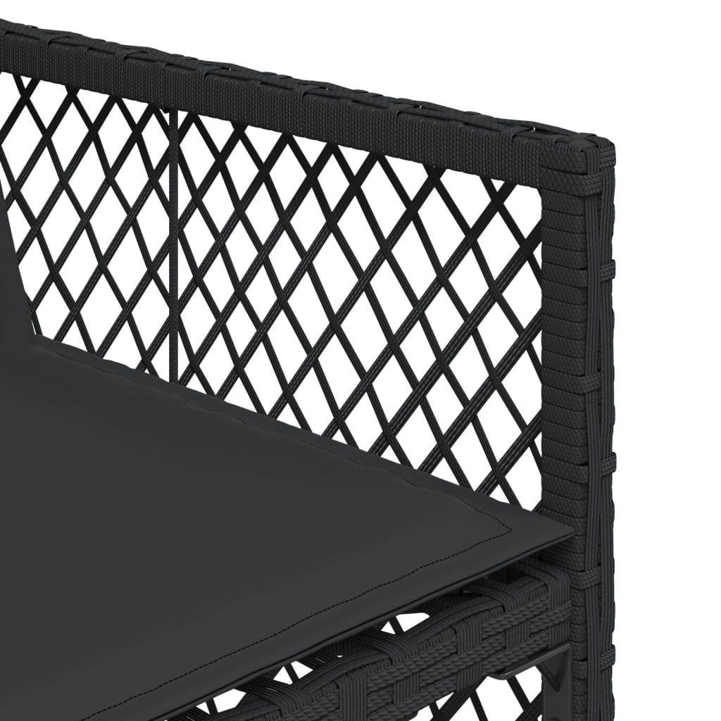 9 Piece Garden Dining Set with Cushions Black Poly Rattan