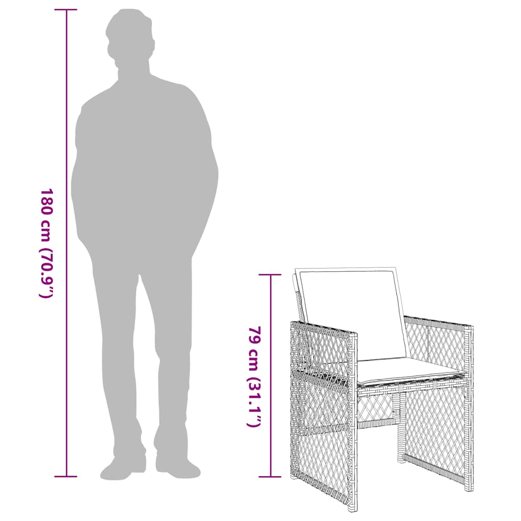 9 Piece Garden Dining Set with Cushions Light Grey Poly Rattan