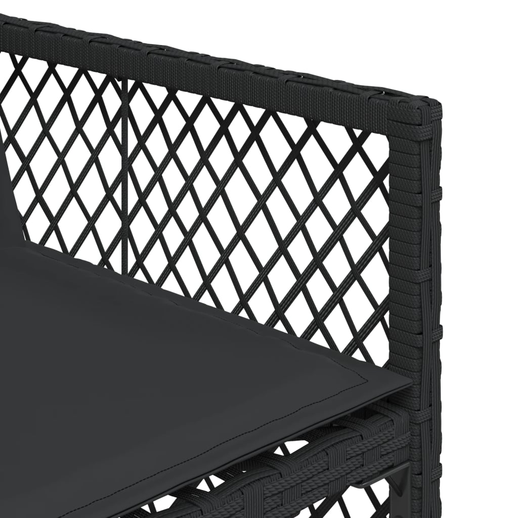 11 Piece Garden Dining Set with Cushions Black Poly Rattan