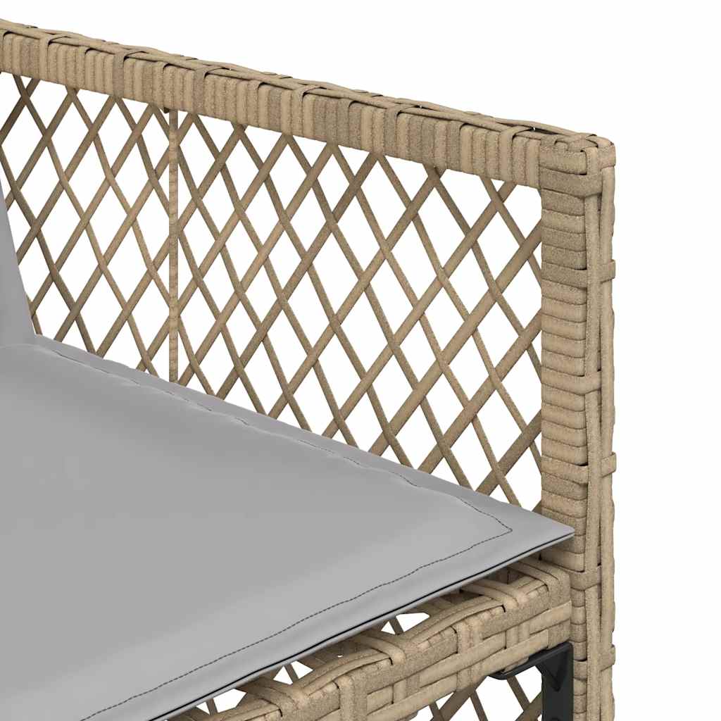 11 Piece Garden Dining Set with Cushions Beige Poly Rattan