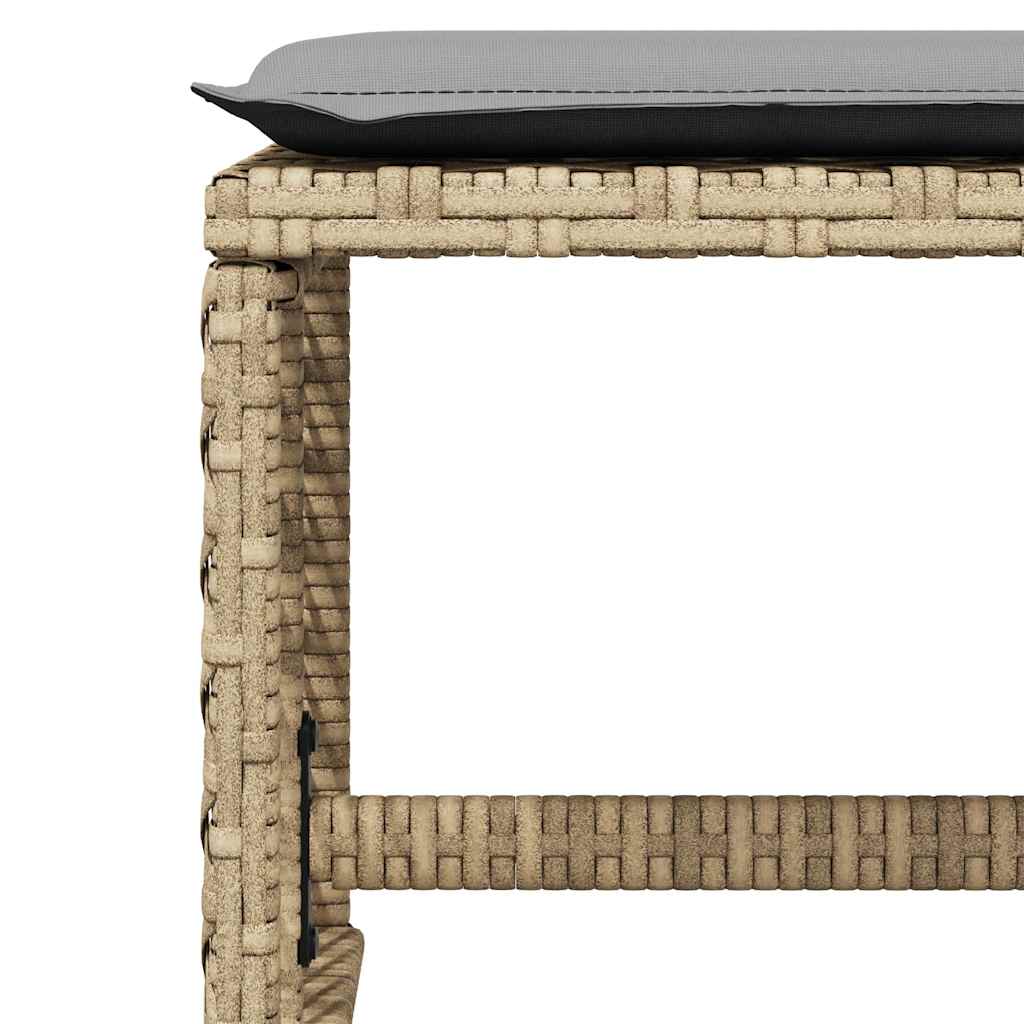 11 Piece Garden Dining Set with Cushions Beige Poly Rattan