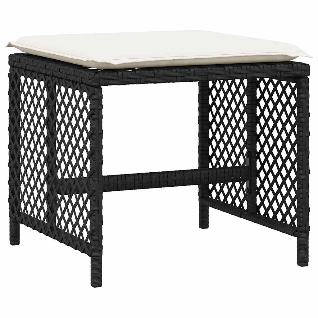 11 Piece Garden Dining Set with Cushions Black Poly Rattan
