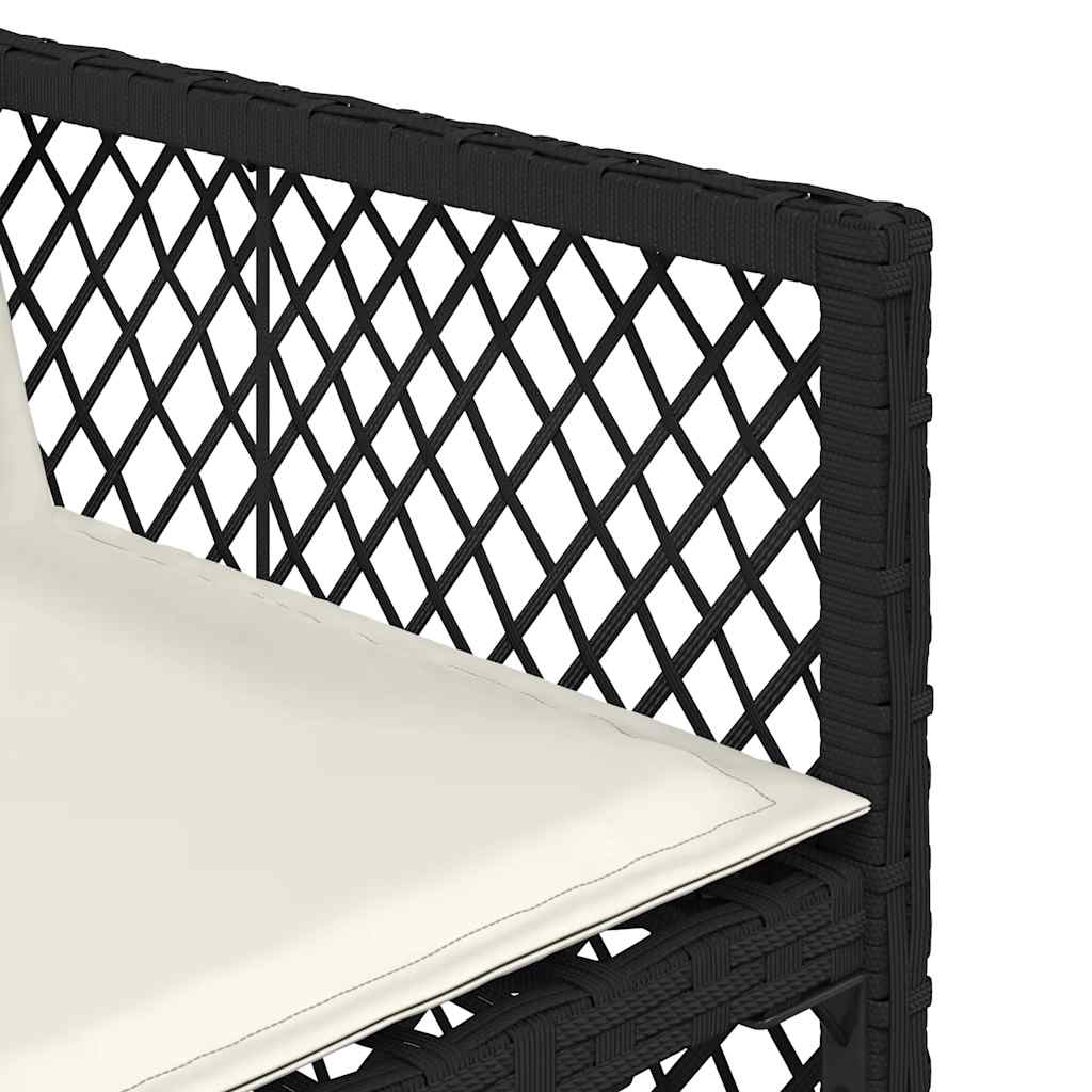 11 Piece Garden Dining Set with Cushions Black Poly Rattan