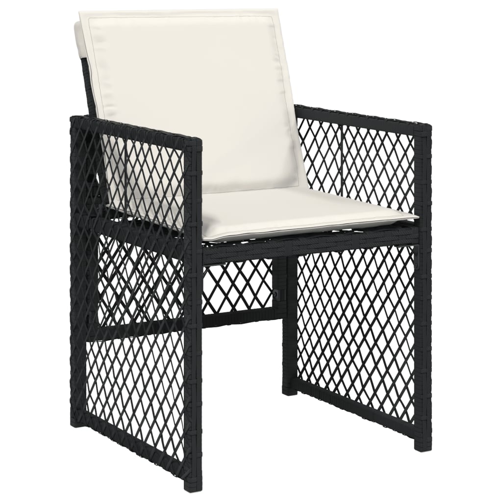 13 Piece Garden Dining Set with Cushions Black Poly Rattan