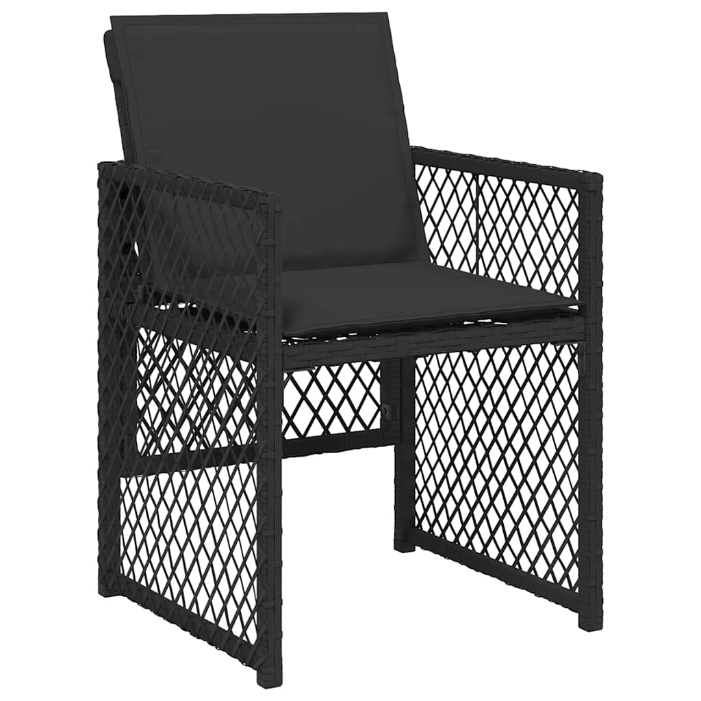 13 Piece Garden Dining Set with Cushions Black Poly Rattan