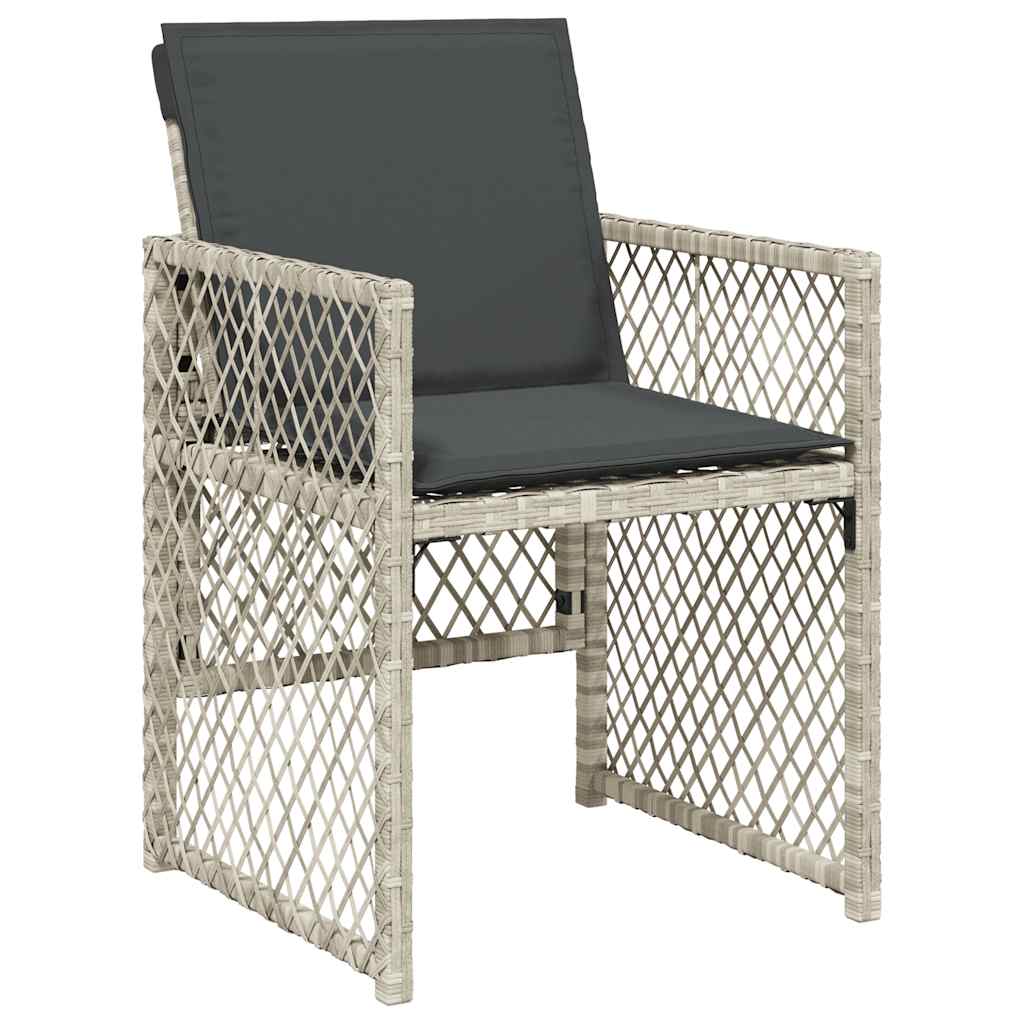 15 Piece Garden Dining Set with Cushions Light Grey Poly Rattan