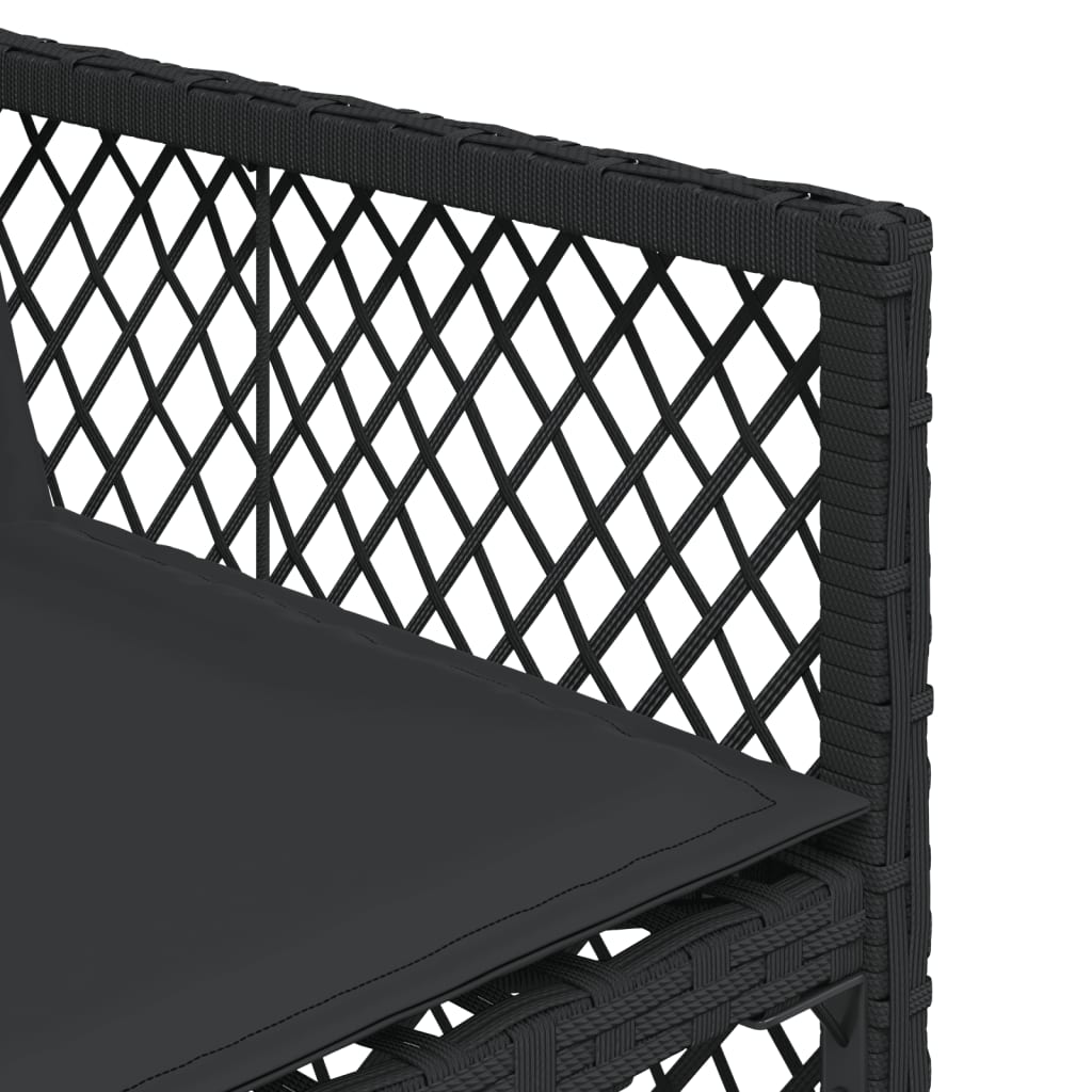 11 Piece Garden Dining Set with Cushions Black Poly Rattan