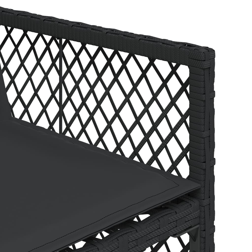 13 Piece Garden Dining Set with Cushions Black Poly Rattan