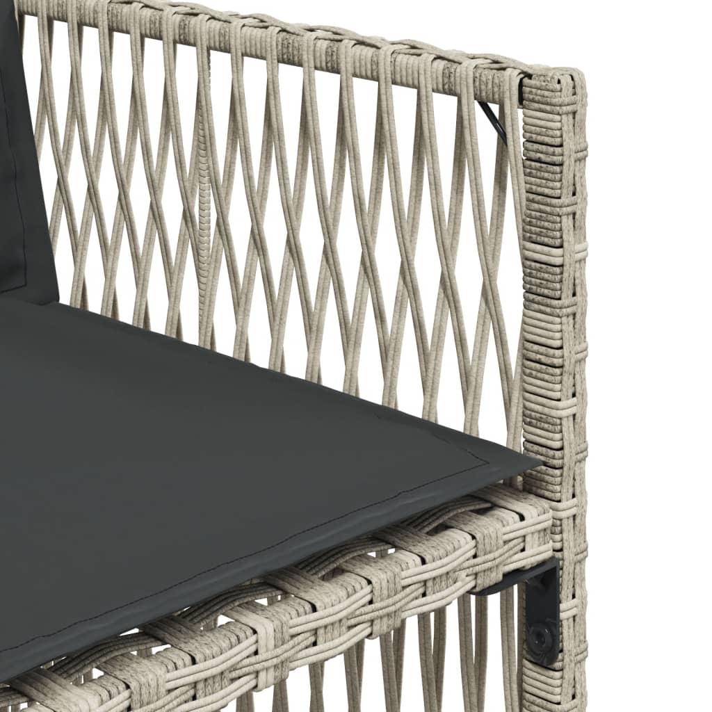 15 Piece Garden Dining Set with Cushions Light Grey Poly Rattan