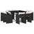 9 Piece Garden Dining Set with Cushions Black Poly Rattan