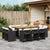 11 Piece Garden Dining Set with Cushions Black Poly Rattan