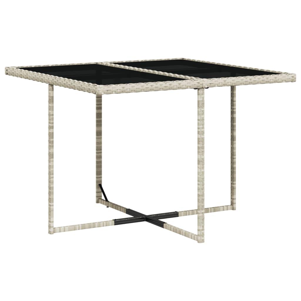 5 Piece Garden Dining Set with Cushions Light Grey Poly Rattan