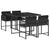 5 Piece Garden Dining Set with Cushions Black Poly Rattan