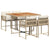 5 Piece Garden Dining Set with Cushions Beige Poly Rattan