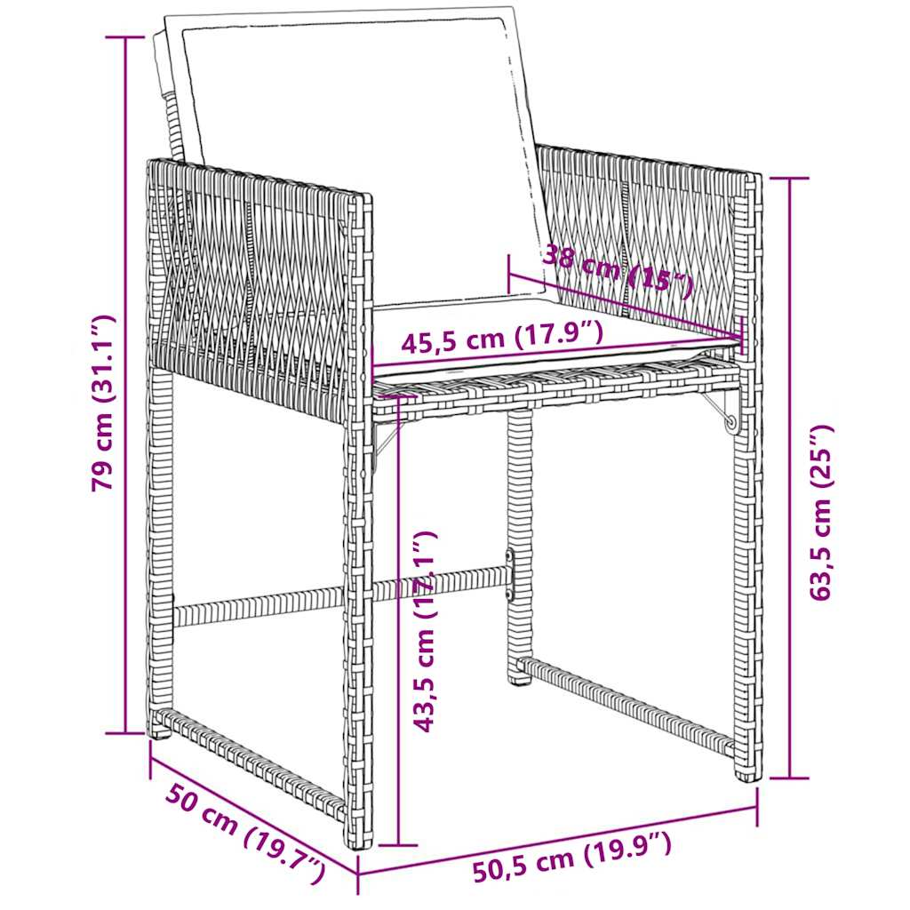 7 Piece Garden Dining Set with Cushions Beige Poly Rattan