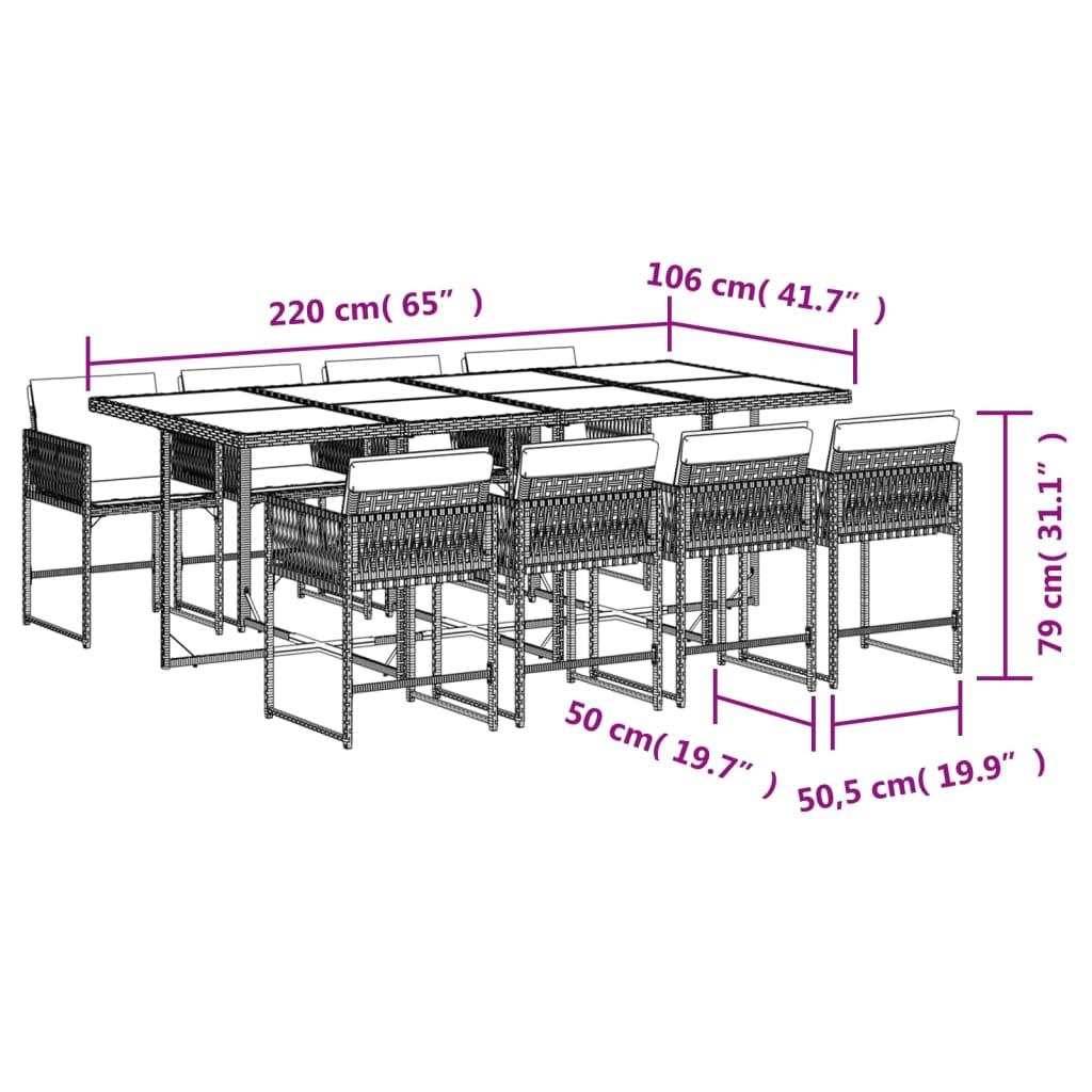 9 Piece Garden Dining Set with Cushions Black Poly Rattan