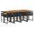 9 Piece Garden Dining Set with Cushions Black Poly Rattan