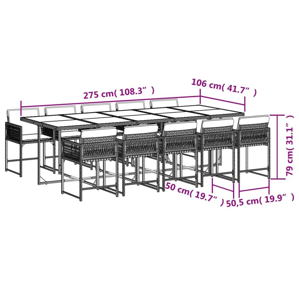 11 Piece Garden Dining Set with Cushions Black Poly Rattan