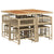 9 Piece Garden Dining Set with Cushions Beige Poly Rattan