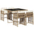 5 Piece Garden Dining Set with Cushions Beige Poly Rattan