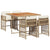 5 Piece Garden Dining Set with Cushions Beige Poly Rattan