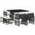 9 Piece Garden Dining Set with Cushions Black Poly Rattan