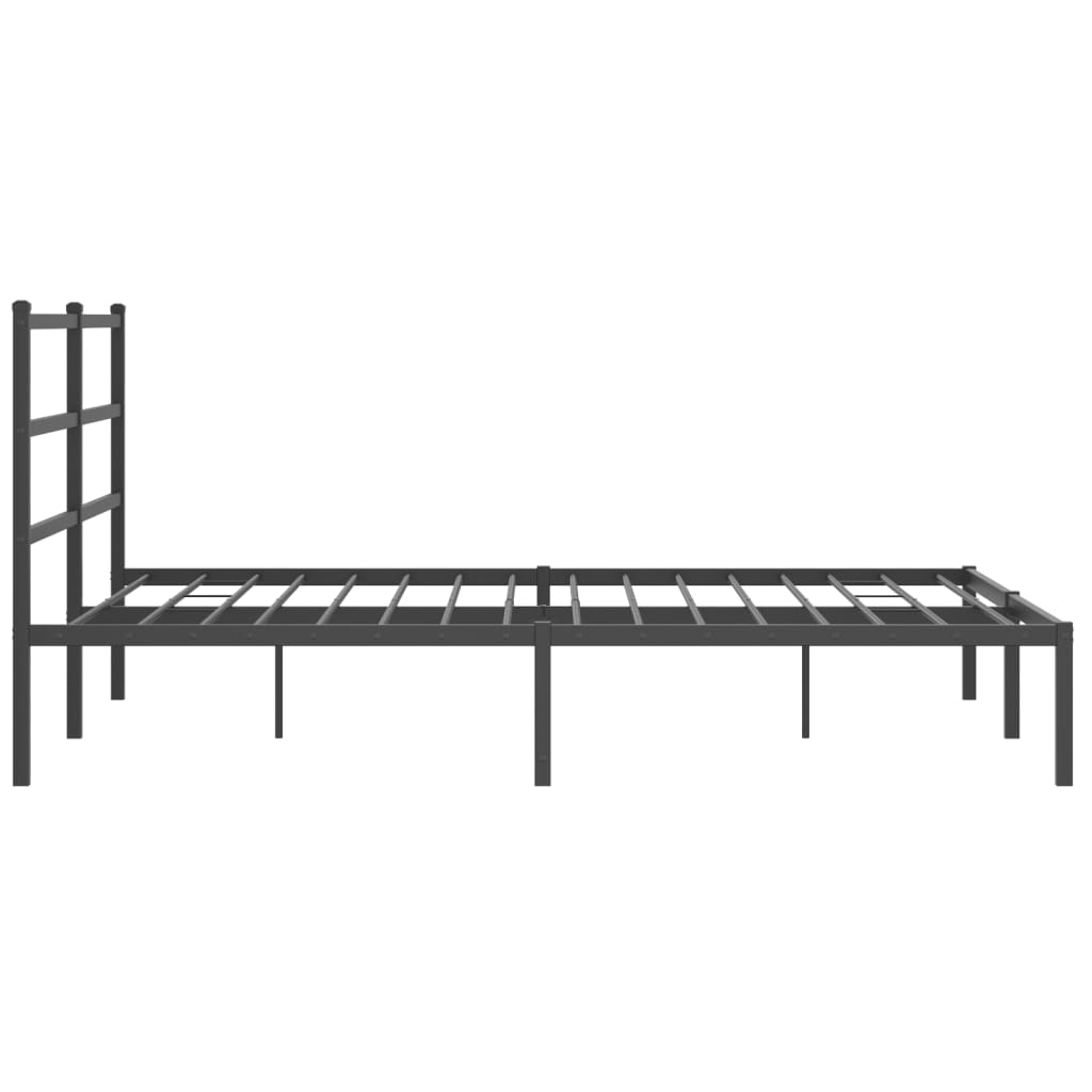 Metal Bed Frame without Mattress with Headboard Black 150x200 cm