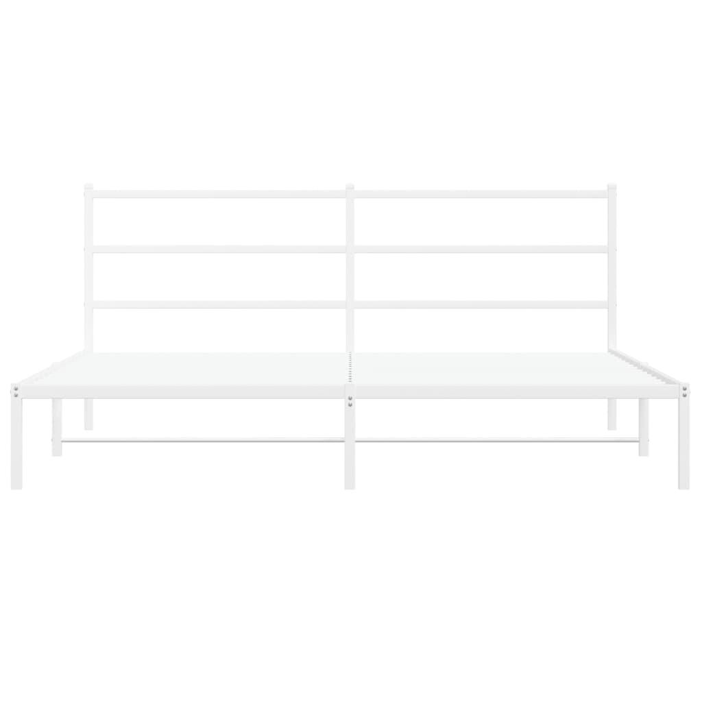 Metal Bed Frame without Mattress with Headboard White 183x203 cm King