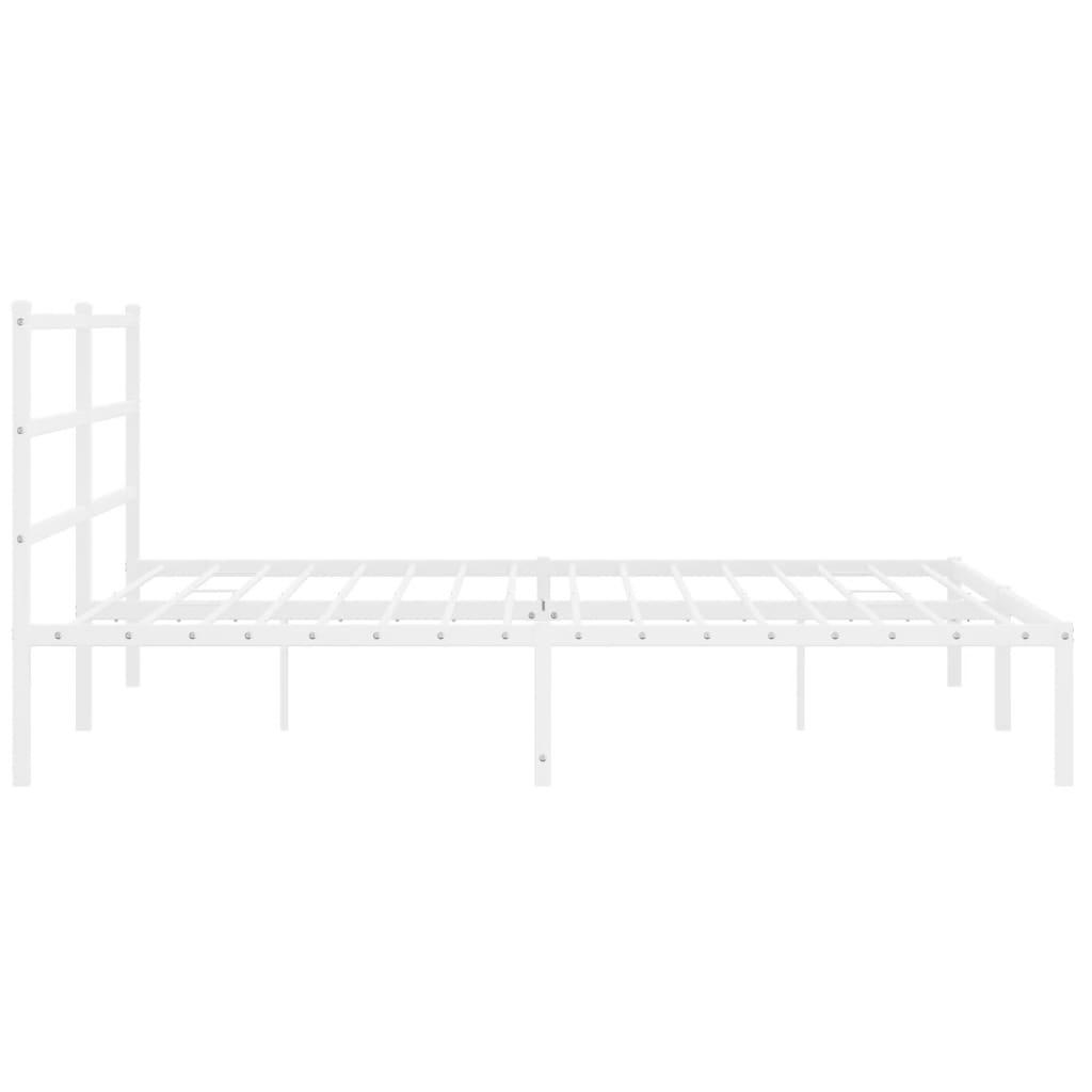 Metal Bed Frame without Mattress with Headboard White 183x203 cm King