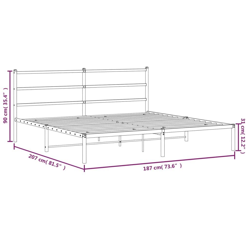 Metal Bed Frame without Mattress with Headboard White 183x203 cm King