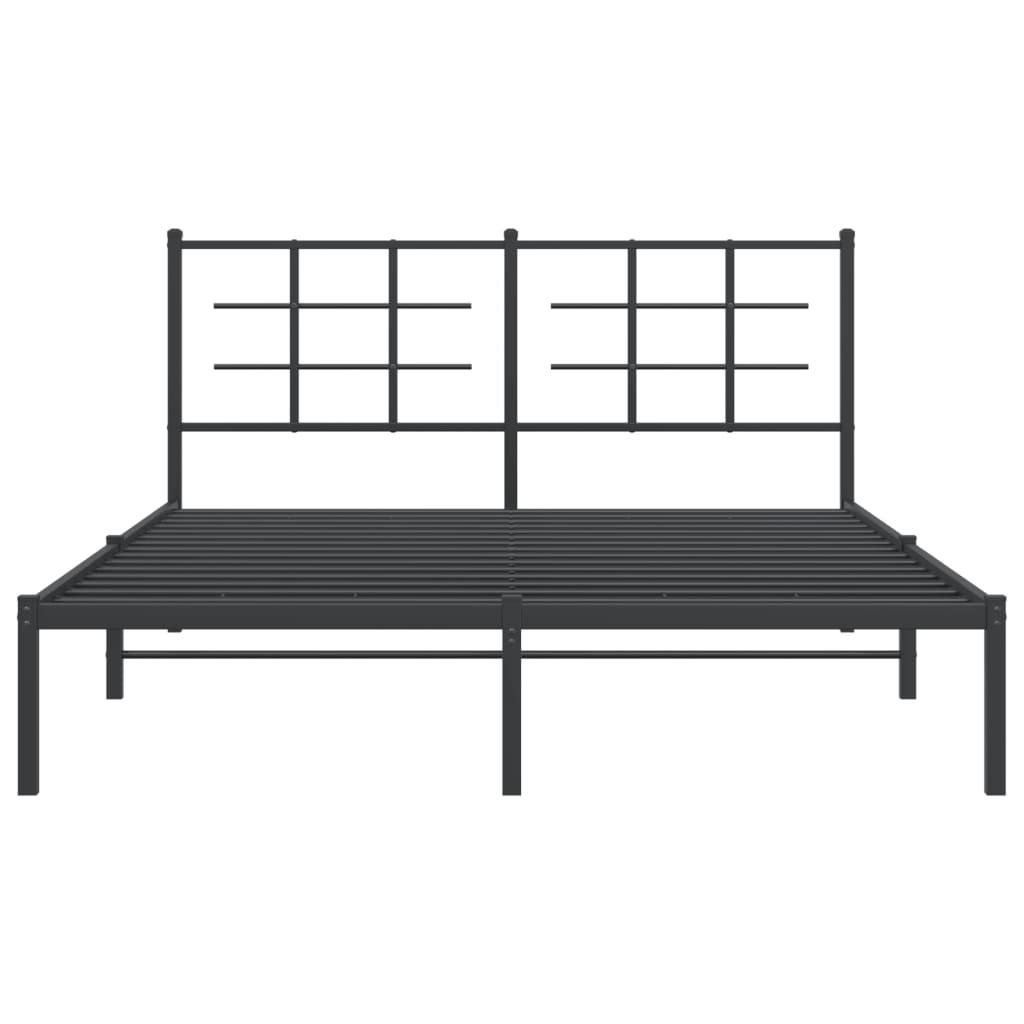 Metal Bed Frame without Mattress with Headboard Black 150x200 cm