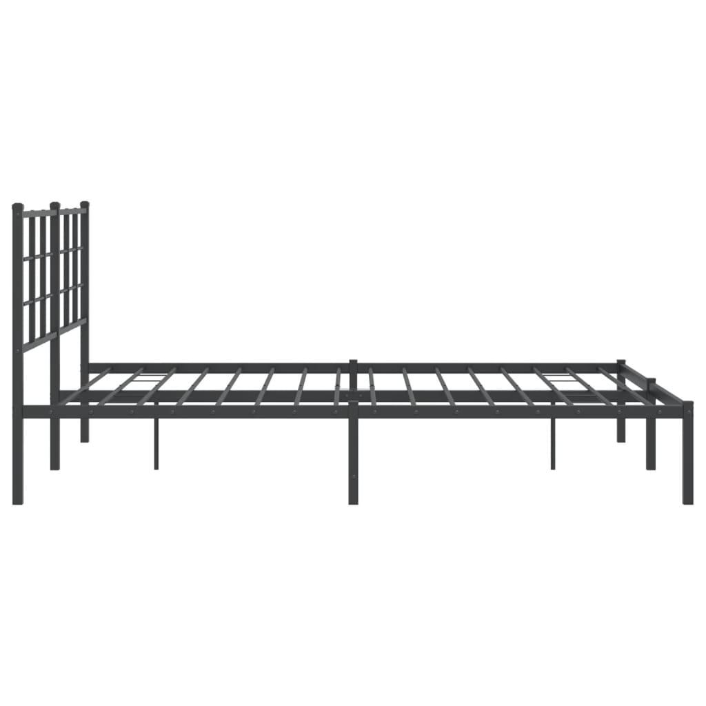 Metal Bed Frame without Mattress with Headboard Black 150x200 cm