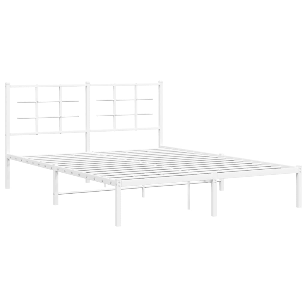 Metal Bed Frame without Mattress with Headboard White 150x200 cm