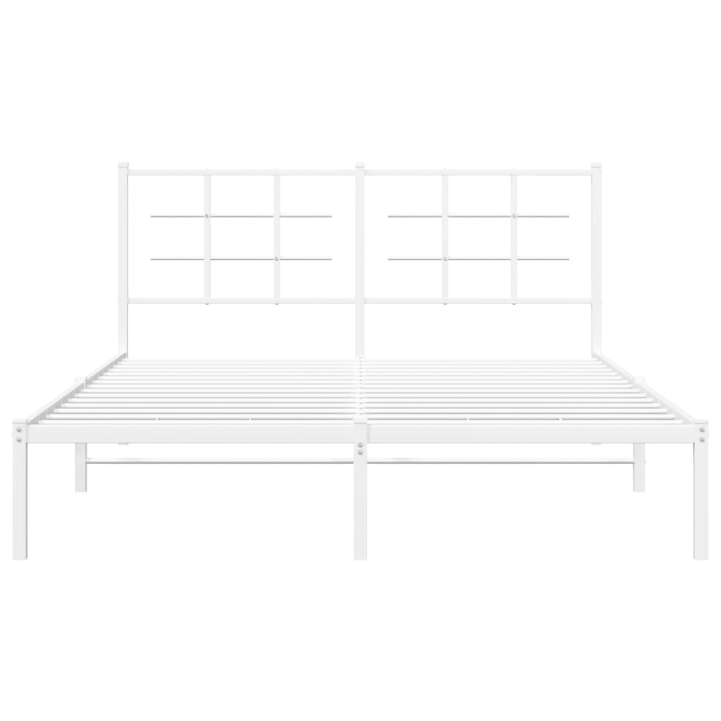 Metal Bed Frame without Mattress with Headboard White 150x200 cm
