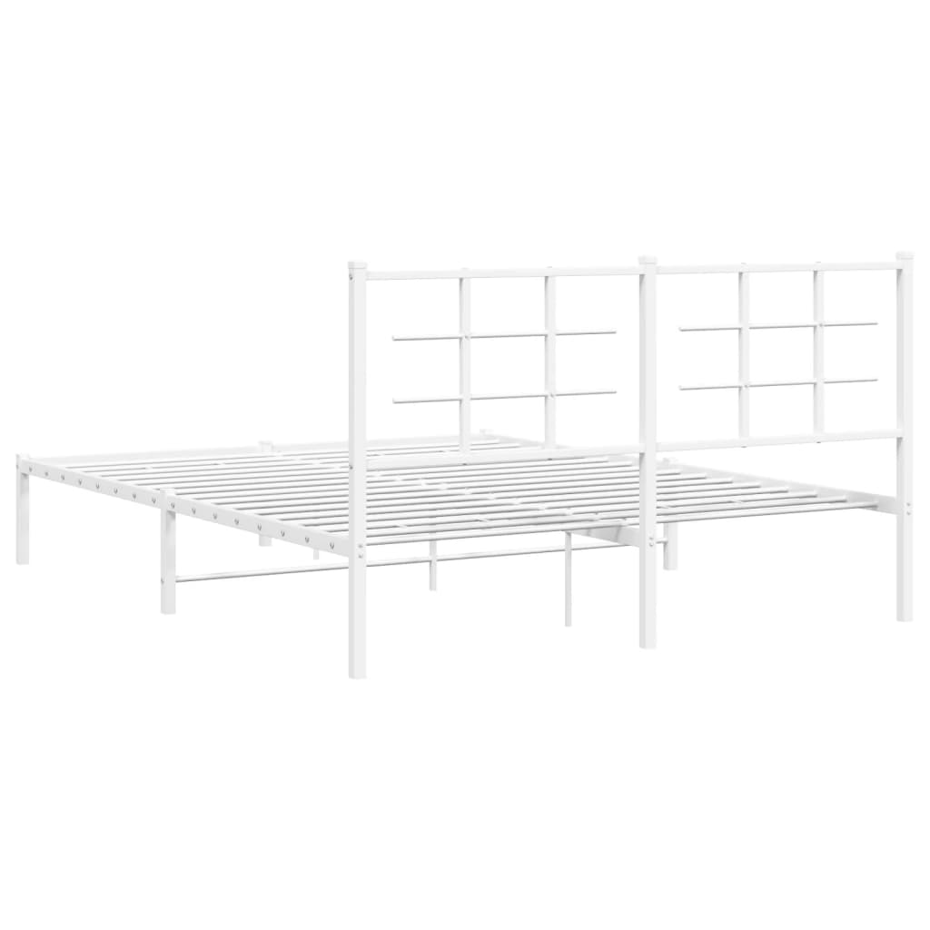 Metal Bed Frame without Mattress with Headboard White 150x200 cm