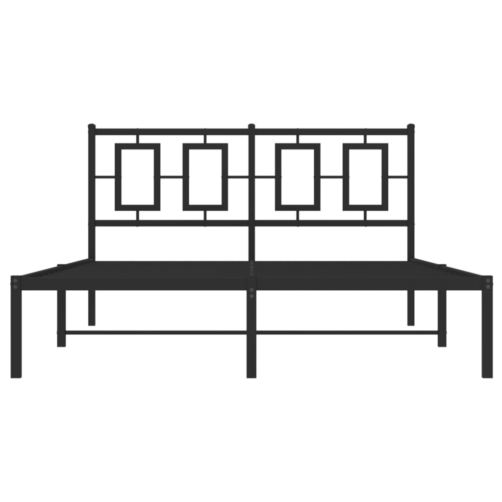 Metal Bed Frame without Mattress with Headboard Black 135x190 cm