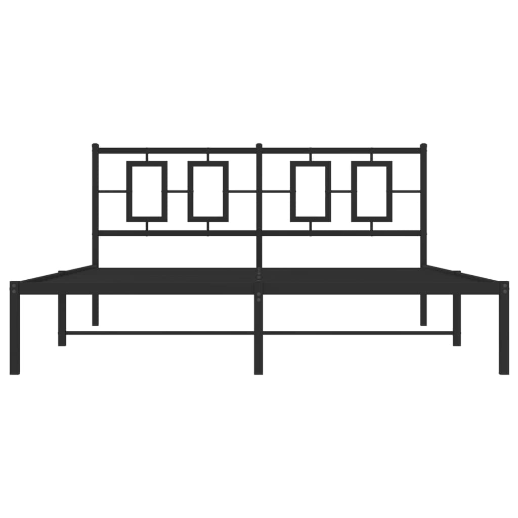 Metal Bed Frame without Mattress with Headboard Black 150x200 cm