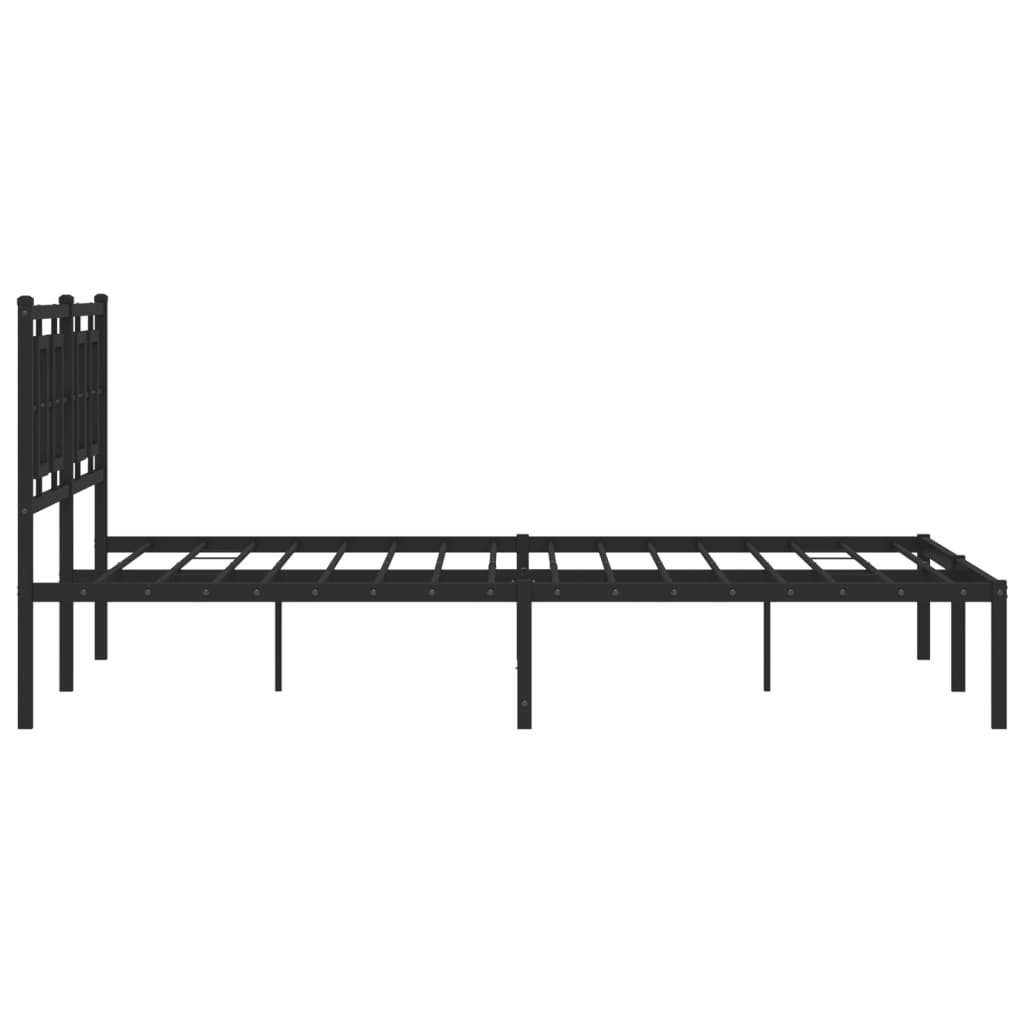 Metal Bed Frame without Mattress with Headboard Black 150x200 cm