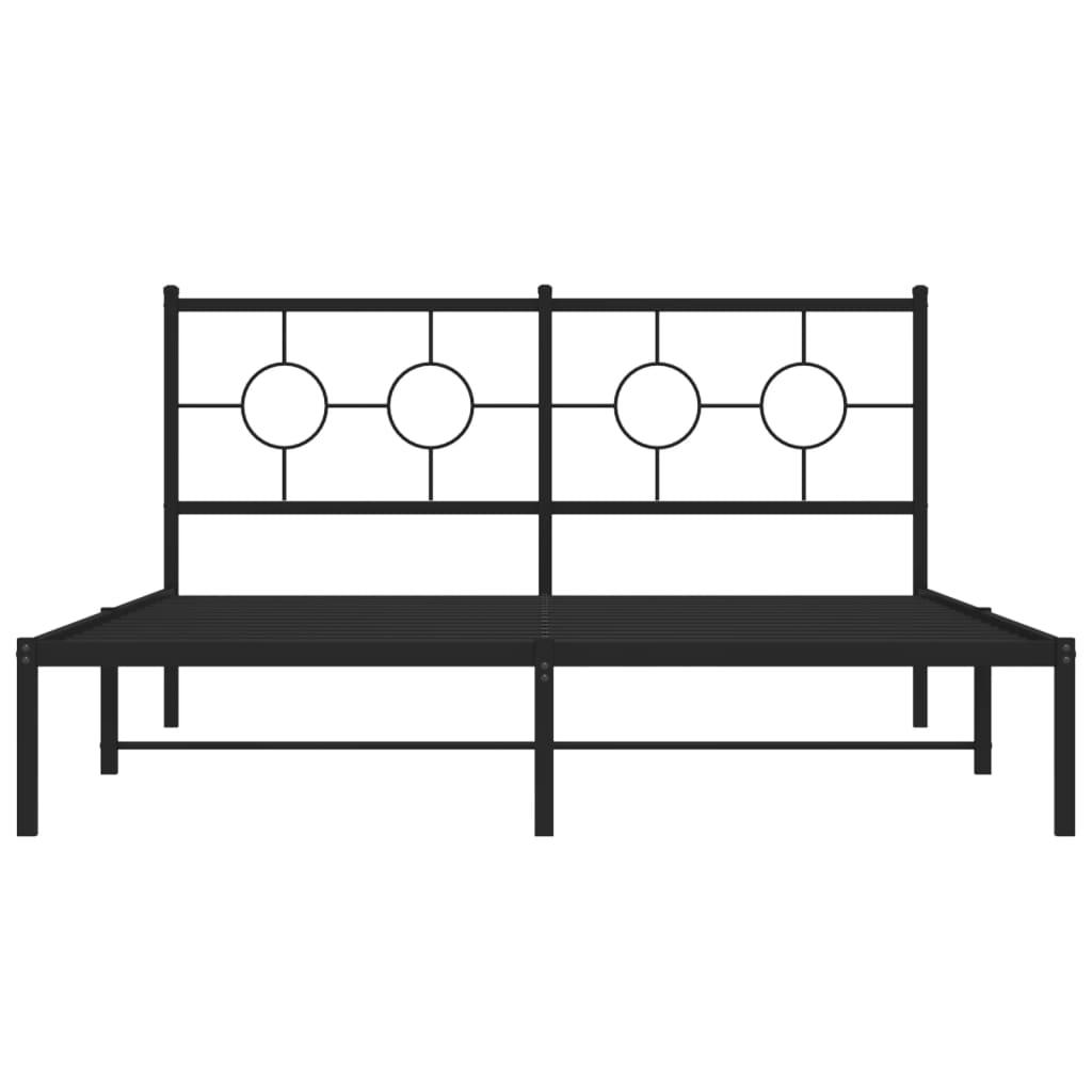 Metal Bed Frame without Mattress with Headboard Black 150x200 cm