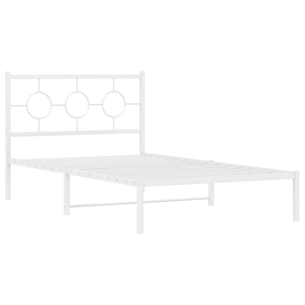 Metal Bed Frame without Mattress with Headboard White 107x203 cm King Single