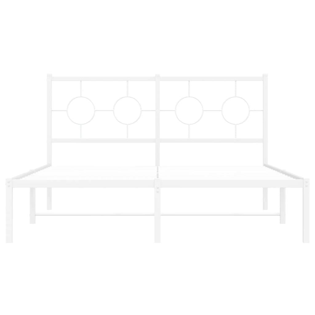 Metal Bed Frame without Mattress with Headboard White 135x190 cm