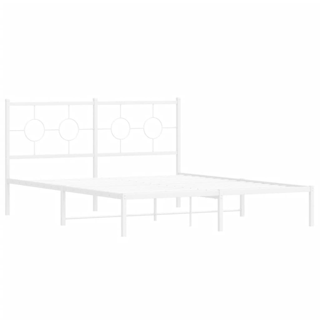 Metal Bed Frame without Mattress with Headboard White 150x200 cm